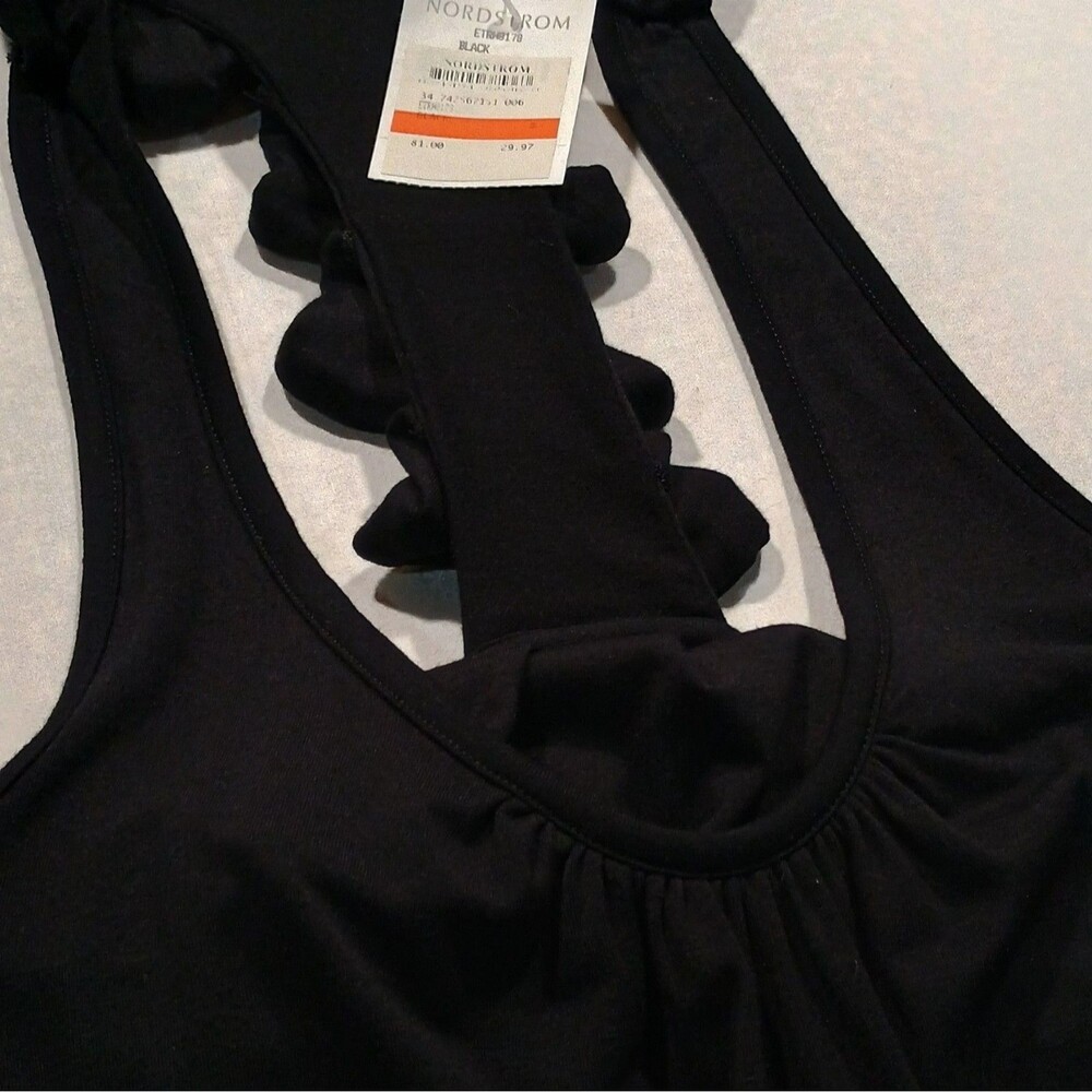 Ella Moss Black Tiered Ruffle Flowy Racerback Halter Top M Nordstrom NWT - Picture 3 of 8